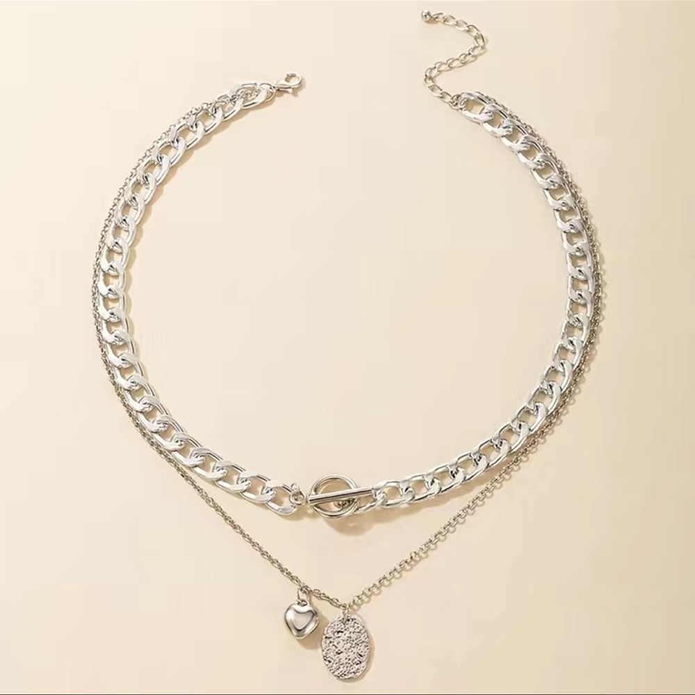 New Chunky Chain Silver plated Layer Necklace - Picture 2 of 4